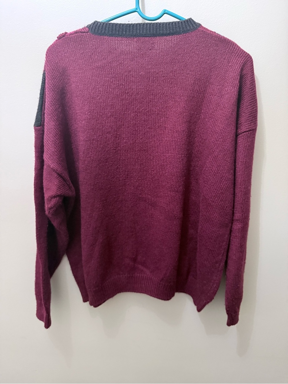 Vintage 90s Burgundy Floral Cottagecore Fairy Oversized Knit Grandma Sweater L - Picture 6 of 6